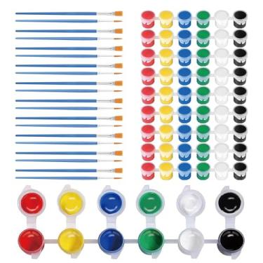 Imagem de Conjunto de 10 mini tintas acrílicas e pincéis de 6 cores para lembrancinhas de festa infantil, conjuntos individuais de tiras de tintas com pincel para crianças, kit de pintura de estudantes para