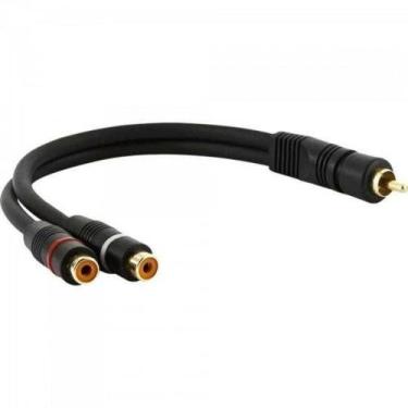 Imagem de Cabo 2RCA Femea X 1RCA Macho 5MM 25CM PRETO/DOURADO MXT