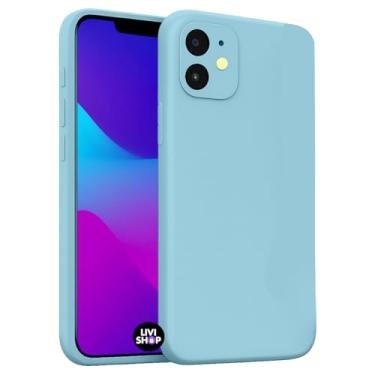 Imagem de Capa Case Capinha Para iPhone 11 Silicone Com Bordas Elevadas Aveludada Forro Premium (AZUL bEbe)