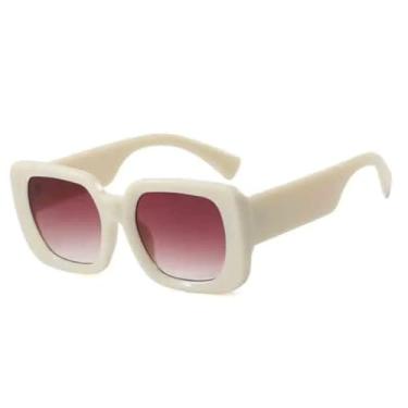 Imagem de Óculos de sol vintage da moda, feminino, luxuoso, retangular, grande, para áreas externas, masculino, feminino, UV400 (bege, gradiente, vermelho)