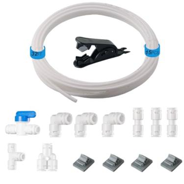 Imagem de Kit de linha de instalação de geladeira para máquina de gelo (4FCS) 1/10.2 cm O.D.32 FT Linha de água com acopladores bem selados acessórios rápidos. Pressione para conectar tubulação de água de 1/4