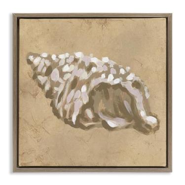 Imagem de Stupell Industries Arte de parede em tela flutuante emoldurada marrom concha tom terra por June Erica Vess, 18 x 18