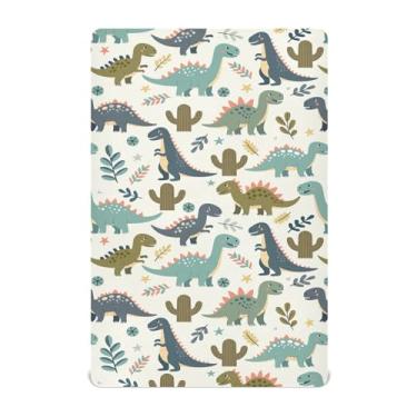 Imagem de Lençóis de berço para meninos com desenho de cacto de dinossauro, lençol de bebê para berçário, lençol com elástico neutro, colchão de berço 132 x 71 x 22 cm