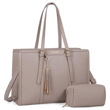 Imagem de Bolsa de laptop LOVEVOOK para mulheres em PU leve de 15,6 polegadas