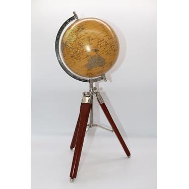 Imagem de Globo Terrestre Decorativo com Tripe Bege e Marrom