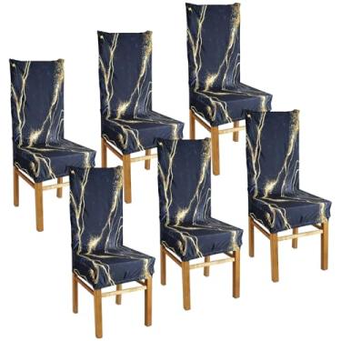 Imagem de 6 peças, capa de assento de cadeira, antiderrapante, elástica, decorativa, protetora, removível, lavável, capa de mesa de cozinha para sala de jantar, cozinha doméstica (preta, 6)