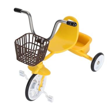 Imagem de Luqeeg Estátua de Triciclo Em Miniatura de Metal, Modelo de Bicicleta de Três Rodas Com Pneus de Borracha, Ornamento de Brinquedo Triciclo Realista para Estantes de Livros, Armários (Amarelo)