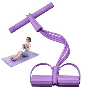 Imagem de Faixa de resistência de pedal para treino de corpo inteiro, corda elástica multicolorida, alça de ioga com alças ergonômicas, conjunto de faixas de exercício multifuncional, 48 cm, ideal para academia