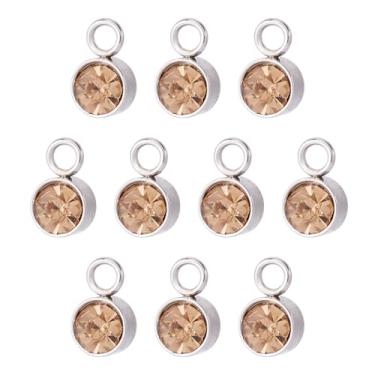Imagem de Spritewelry Berloques de pedra do mês de nascimento de vidro com strass redondo, 10 peças, berloques de pedra de nascimento de cristal para fabricação de joias, colar, brinco