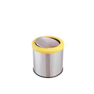 Imagem de Lixeira Inox Basculante 20 Litros Tampa Com Cor Flip Top - CCM, Amarel