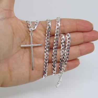 Imagem de Conjunto Corrente Pulseira Pingente Crucifixo Prata 925 - DR Joias