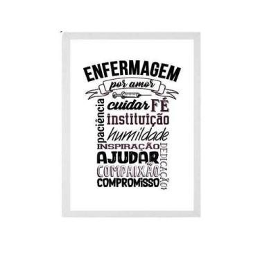 Imagem de Quadro Profissão Enfermagem Por Amor 24X18 Com Vidro - Preta - Quadros