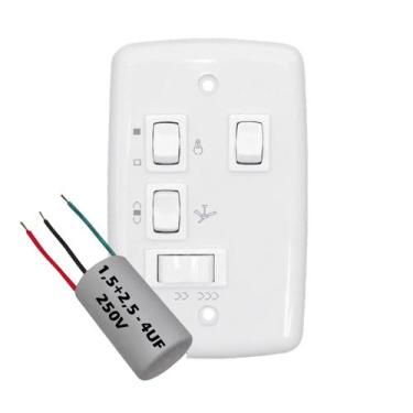 Imagem de Chave Capacitiva 220V 3 Velocidades 2 Teclas De Luz Com Capacitor 1,5+