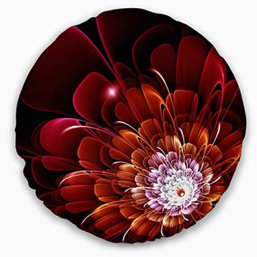 Imagem de Designart Fractal Flor Vermelha e Amarela Floral, Sala de estar, Sofá, Almofada de Alta Qualidade + Capa de Almofada Impressa em ambos os lados 50 cm