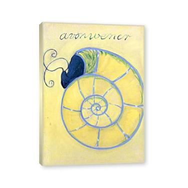 Imagem de NHLDZYH Moldura de champanhe. Pôster Hilma Af Klint, (Caos Primordial, nº 08), reproduções de pinturas famosas, imagem de arte abstrata para sala de estar quarto decoração de casa. 40 x 56 cm-15,7 x