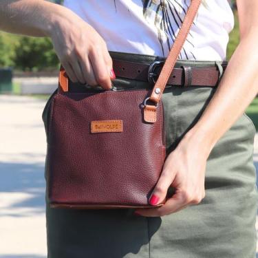Imagem de Bolsa Feminina Transversal Mini Couro Legítimo - BELLVOLPE, Marrom