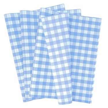 Imagem de Papel de seda MUNILAIL Gingham Azul claro/Branco 50x35cm 100s