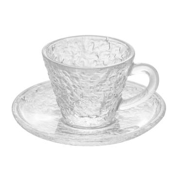 Imagem de Xícara P/Café C/Pires de Cristal Martelado Petra Transparente 70ml Lyor