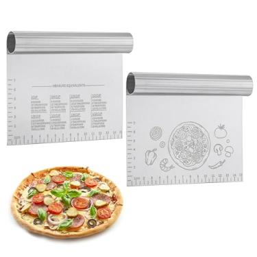 Imagem de Cortador raspador de massa de banco, cortador de aço inoxidável LCCOWOT raspador de alimentos de cozinha com capa protetora combinada, faca de banco de 15 cm para bancos e culinária (pacote com 2
