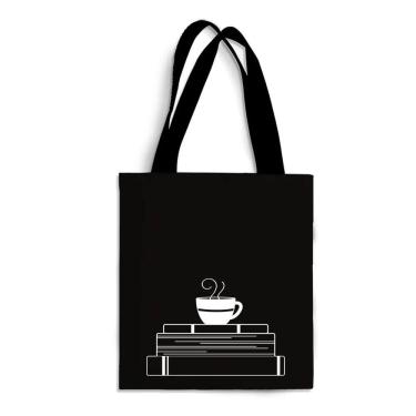 Imagem de Ecobag Média livro book algodão sustentável cru ou preta kindle capa presente natal dia dos professores