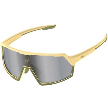 Imagem de ATTCL Óculos de sol esportivos unissex para ciclismo, pesca, corrida, beisebol, lentes ultraleves de policarbonato com proteção UV400 KC08-C1-amarelo-prata
