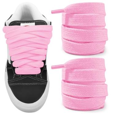 Imagem de NDTEZUGT Cadarços Fat para Vans Knu Skool Classic Skate Shoes, 5/20.3 cm (15 mm) Largo Algodão Grosso Grande Atacadores de Substituição, Sakura rosa, 45"/115cm