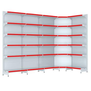 Imagem de Gondola Parede 202 Fit Farmacia Ate 4 M Bco 1 Canto Pe Verme