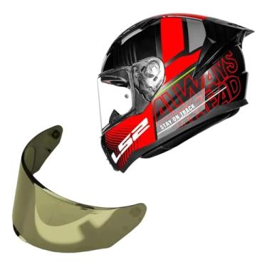 Imagem de Kit Capacete Moto Ls2 FF810 Vigo Shift Vermelho +Viseira Dourado (58)