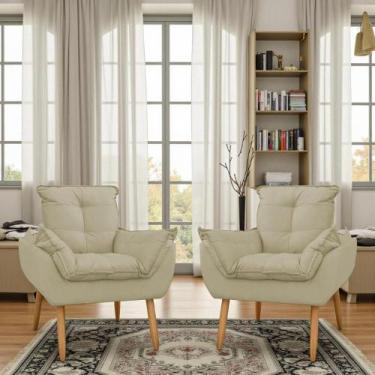 Imagem de Kit 2 Poltronas Para Sala Decorativa Opala Pés Palito Suede - Porto De