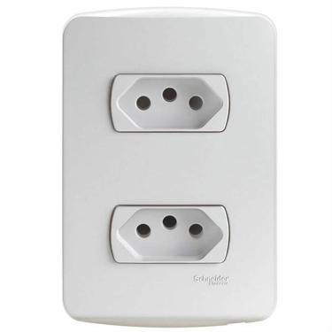 Imagem de Conjunto 2 Tomadas 2 Pinos + Terra Miluz 10 Amperes 250 Volts Branco - S3B60440 - SCHNEIDER