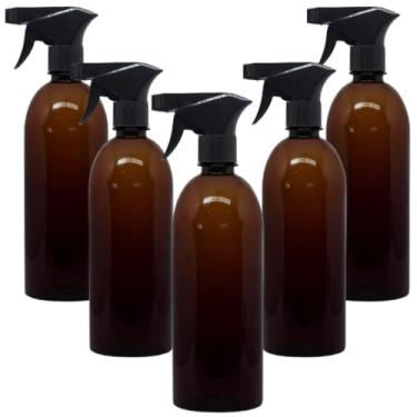 Imagem de Kit 5 Frascos Borrifador Plástico Âmbar Multiuso 500ml Pulverizador Spray 24cm x 6,5cm