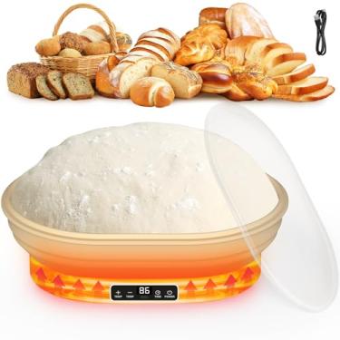 Imagem de Cesta de aquecimento à prova de pão, tigela oval de silicone termostático elétrico 4L com 6 configurações de temporizador e temperatura para aumentar a massa, pode ser lavada na lava-louças, tigela