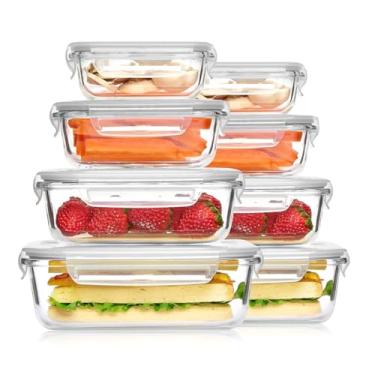 Imagem de Kit 8 Potes de Vidro Life – Marmitas Herméticas 1040ml, Armazenamento de Alimentos, Compatível com Micro-ondas e Forno, Tampas Vedantes
