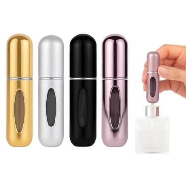 Imagem de Kit com 4 Unidades Frasco Spray de Plástico para Perfume, Recarregável com Tampa, 5ml, 8x1,7cm