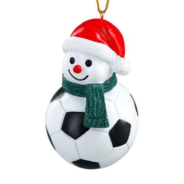 Imagem de PETCEE Ornamentos de Natal de boneco de neve 2025 - enfeites de boneco de neve de futebol para decoração de árvore de Natal, chapéu de Papai Noel, boneco de neve, enfeite de pendurar para crianças