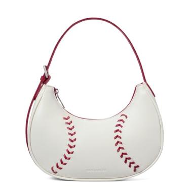 Imagem de BOSTANTEN Bolsa tiracolo de beisebol para mãe esportiva pequena bolsa de ombro feminina de couro vegano para eventos, Z01 - bege