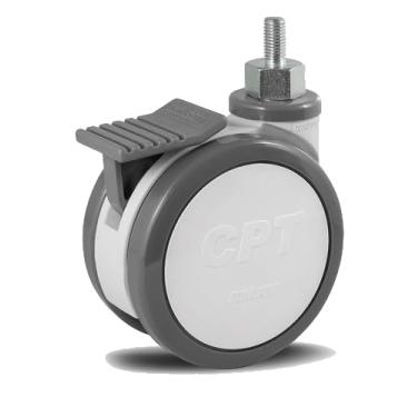 Imagem de 2 Rodizio Giratório hospitalar 3 pol roda dupla espiga C/freio