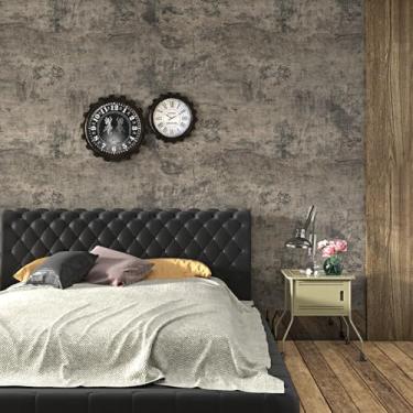 Imagem de WESTICK Papel de parede de concreto rachado cinza claro papel de parede texturizado de cimento falso para banheiro quarto pano de fundo 40 x 508 cm