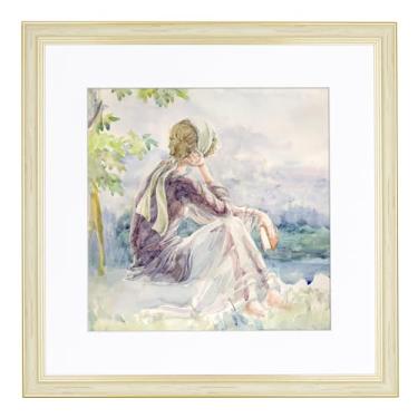 Imagem de Porta-retrato 40,6 x 40,6 cm com tapete para 30,5 x 30,5 cm, moldura quadrada vintage ornamentada com acrílico para exibição de parede ou mesa, design retrô decorativo rústico envelhecido de grão de