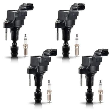 Imagem de ENA Conjunto de 4 bobinas de ignição e 4 velas de ignição de irídio compatíveis com Chevrolet Buick Cobalt LaCrosse 2.0L 2.4L substituição para D522C C1552 UF491