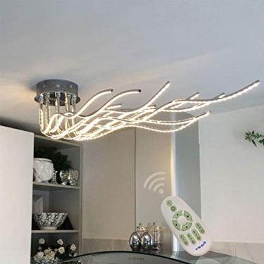 Imagem de Luzes de teto modernas LED reguláveis com controle remoto Sala de estar Jantar Iluminação pendente Design de curva chique Lustre de acrílico para quarto Banheiro Cozinha Corredor Sala de est