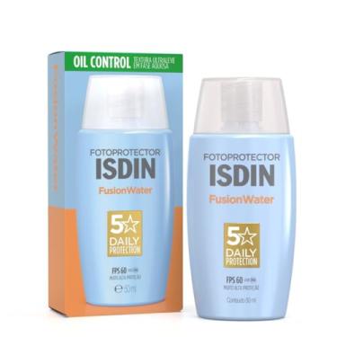 Imagem de Protetor Solar Facial Isdin Fusion Water FPS 60 50ml | Textura Ultraleve | Controle da Oleosidade | Não Irrita os Olhos | Com Ácido Hialurônico e Vitamina E | Para Todos os Tipos de Pele