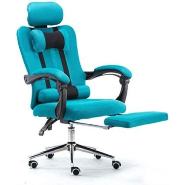 Imagem de UISLA Mesa de computador de escritório para jogos, ergonômica, ajustável, giratória, braço, azul