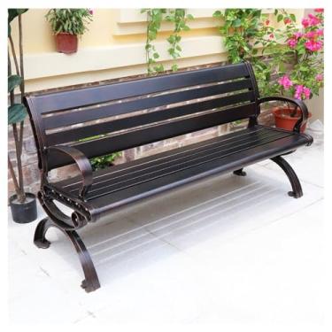 Imagem de URGDWEKJY Cadeira de parque de móveis de entrada, banco de aço inoxidável, cadeira de lazer Plaza, banco de encosto de pátio ao ar livre (2 m)