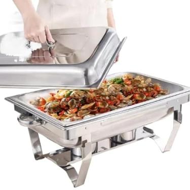 Imagem de Rechaud Profissional Inox 12L com 1/2/3 Divisórias para Buffet, Festas e Marmita Térmica - Chafing Dish Inoxidável, Recipiente para Buffet com Isolamento Térmico(1 DIVISÓRIA)