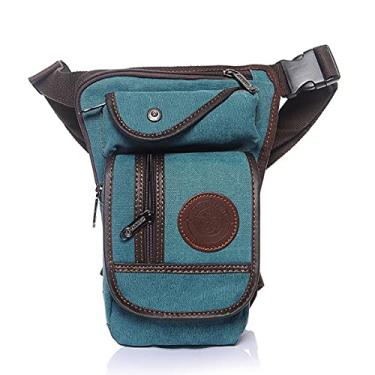 Imagem de Bolsa de perna de caminhada e ciclismo, bolsa de cintura multifuncional, bolsa de perna masculina de lona, bolsa de ombro multiuso, mensageiro, cinto, bumbum, cintura, pochete, Uma cor, Light Blue