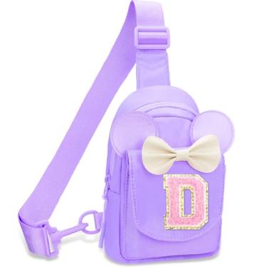 Imagem de Mochilas pequenas para meninas – Presentes de aniversário para meninas, para 3, 4, 5, 6, 7, 8, 9, 10 anos, pochete personalizada, pequena, rosa, bolsa tiracolo para crianças e meninas, Roxa, D