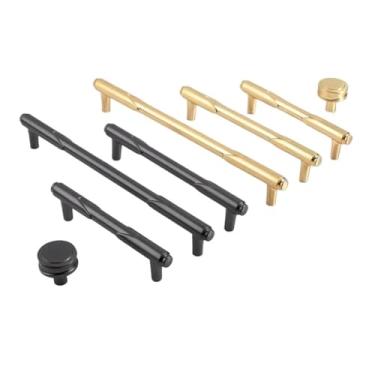 Imagem de CXYFQUUK Puxadores e puxadores de porta de armário de cozinha de liga de zinco puxadores de gaveta de armário de móveis 2 peças (puxador de cobre escovado)