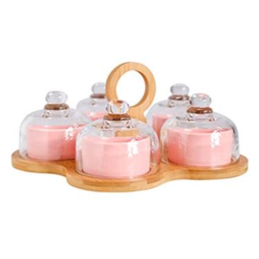 Imagem de Travessa para servir nozes, tigela para servir frutas secas com tampa de vidro, bandeja de lanche com tampa, bandejas de servir divididas