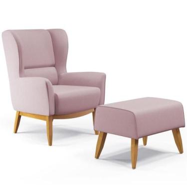Imagem de Kit Poltrona Milena D02 Com Puff Viseo Veludo Rosê C-305 - A COLCHOES